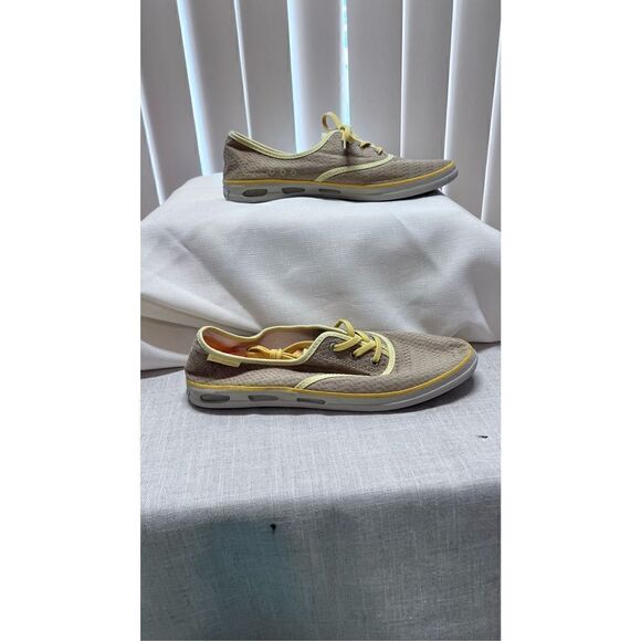 COLUMBIA VULC N VENT TEXTILE TRAINERS YELLOW WOMENS SZ 8.5 - Picture 7 of 12